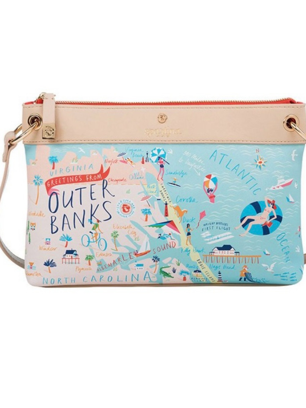 Spartina 449 Outer Banks Printed Crossbody in Light Blue and Beige